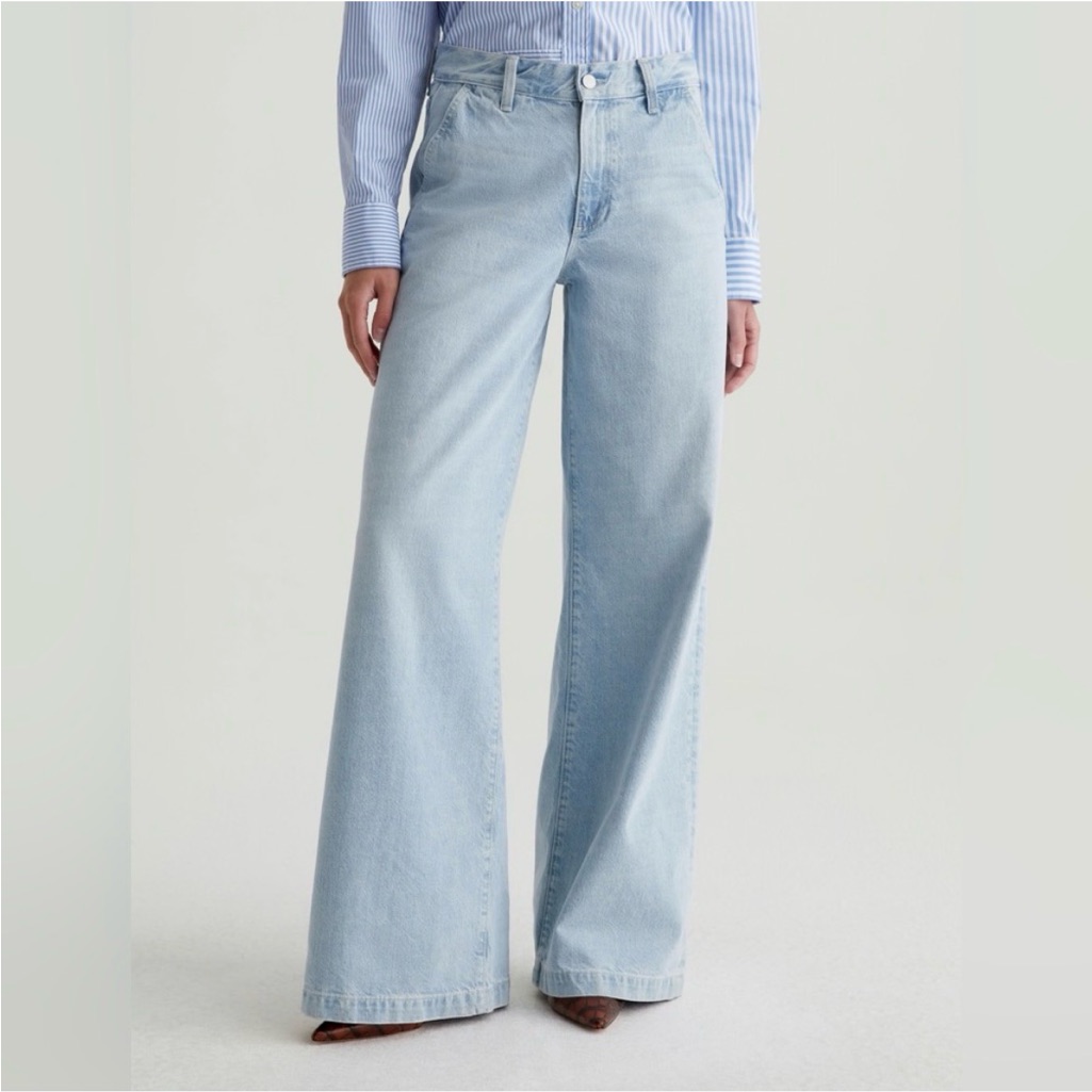 Nwot Ag Stella Low Slung Palazzo Jeans In Idol Wash Size 29
